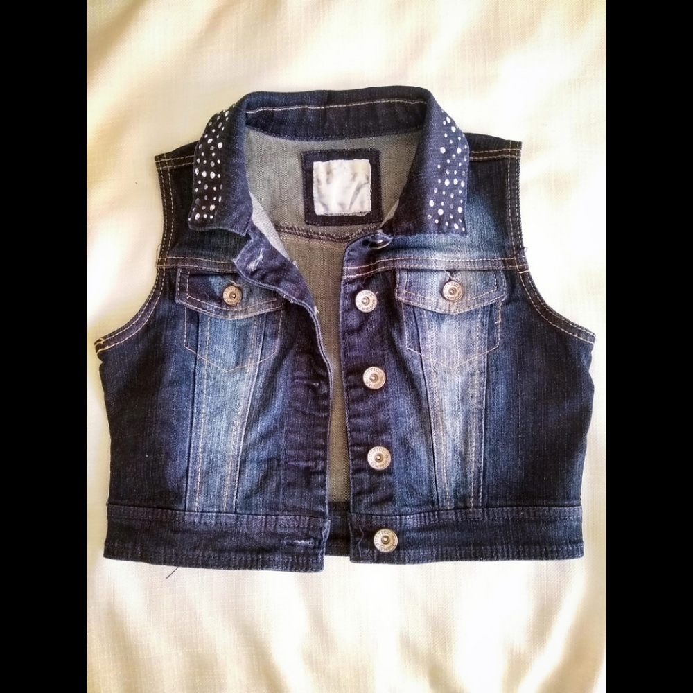Justice Girls rhinestone denim vest